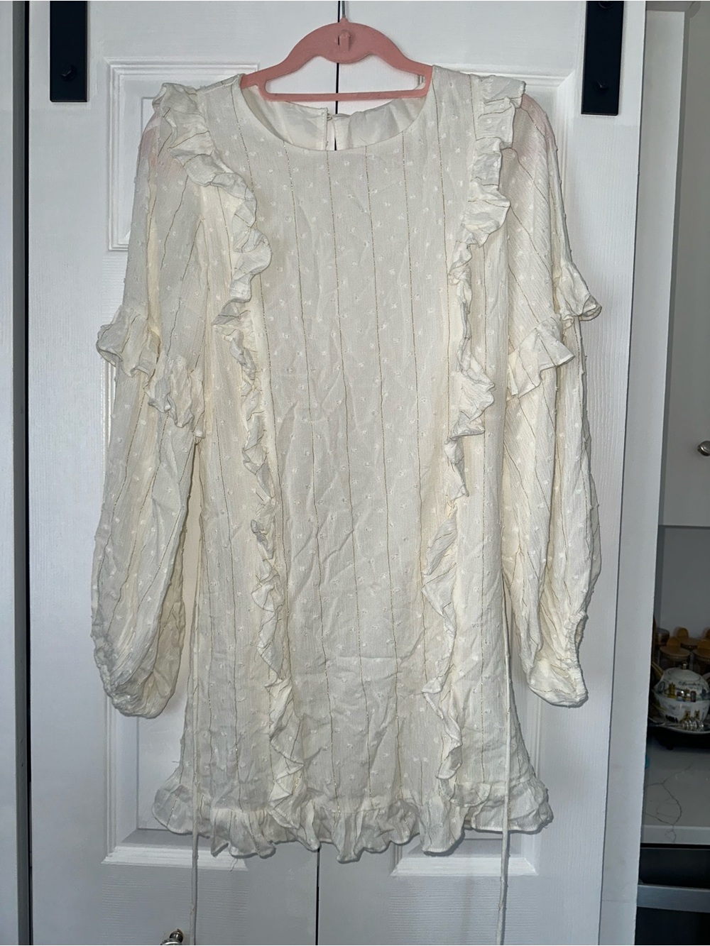 NWT Selfie Leslie White Ruffle Mini Dress | Size Small | 100% Rayon